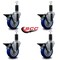 Service Caster 4'' Blue Poly Swivel 1-1/4'' Expanding Stem Caster Set with Brake, 4PK SCC-EX20S414-PPUB-BLUE-PLB-114-4 - alternate 2